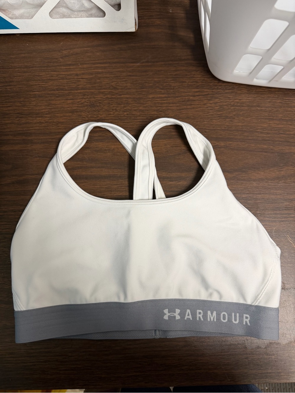 Under Armour White & Gray Racerback Sports Bra